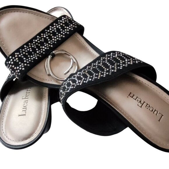 Luca Ferri Slide Wedge Black Size 7 New no tags - Picture 2 of 4